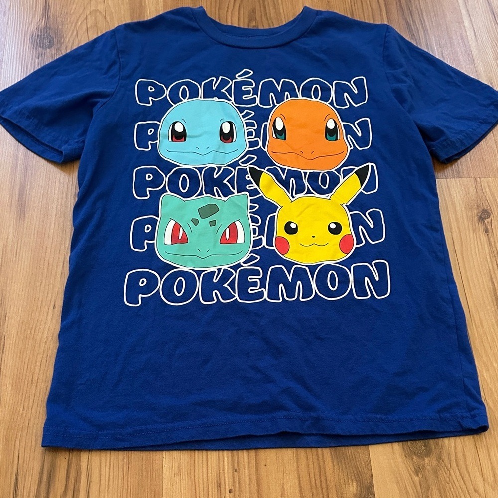 Pokémon Kids Blue‎ Graphic T-Shirt Pikachu Youth Size L 8/10